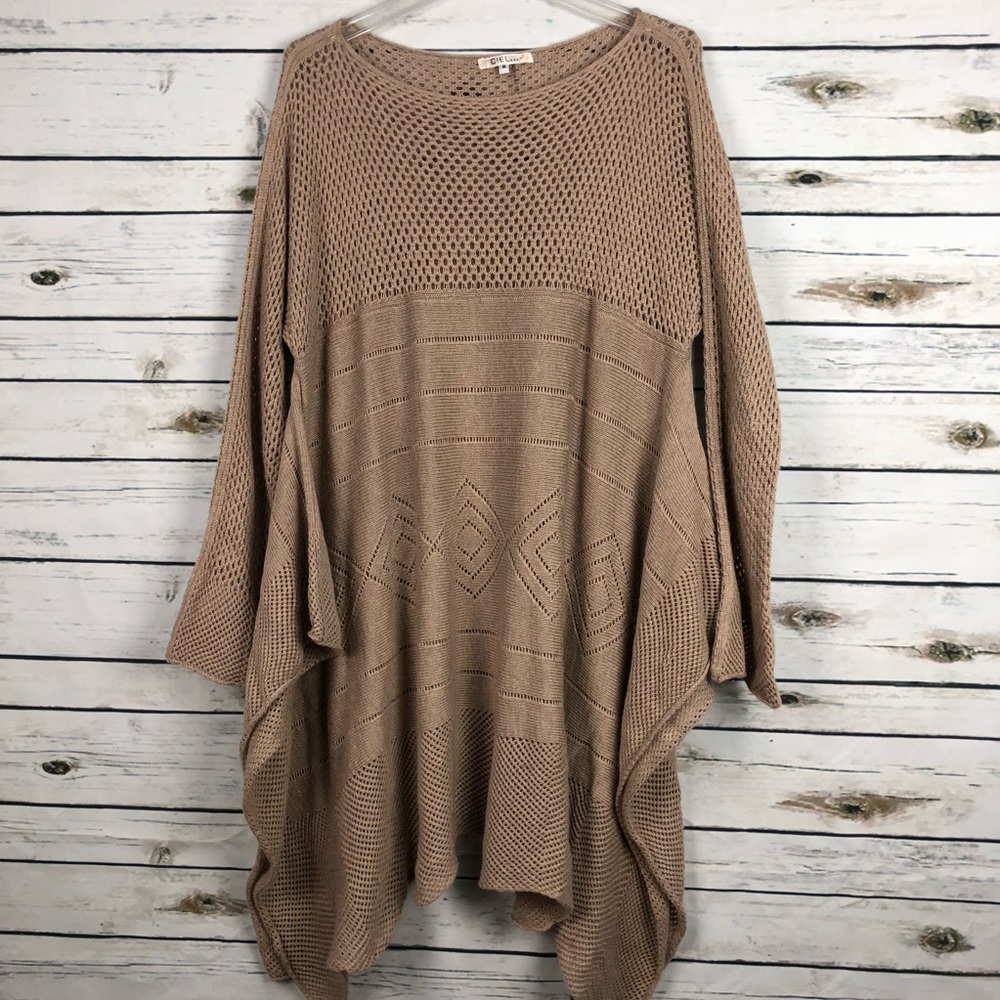 Ciel medium tan khaki soft poncho sweater